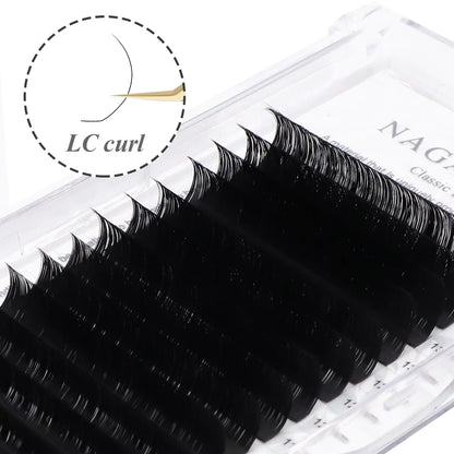 NAGARAKU Synthetic Mink Eyelash Extensions — 16 Lines, Mixed 7-15mm N/M/L/LB/LC/LD Curl High-Quality Individual Lashes