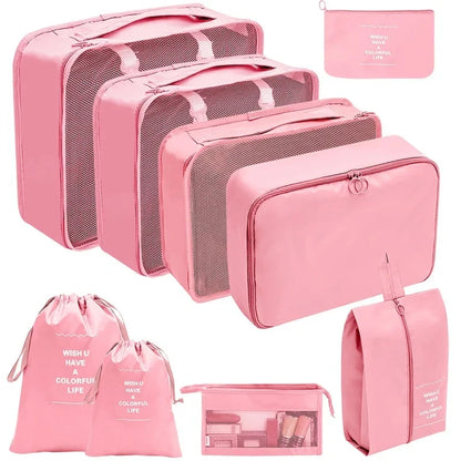 7–10 Pc Travel Organizer Storage Bags Set – Portable Packing Cubes for Suitcase, Clothes, Shoes & Luggage Tidy Pouch