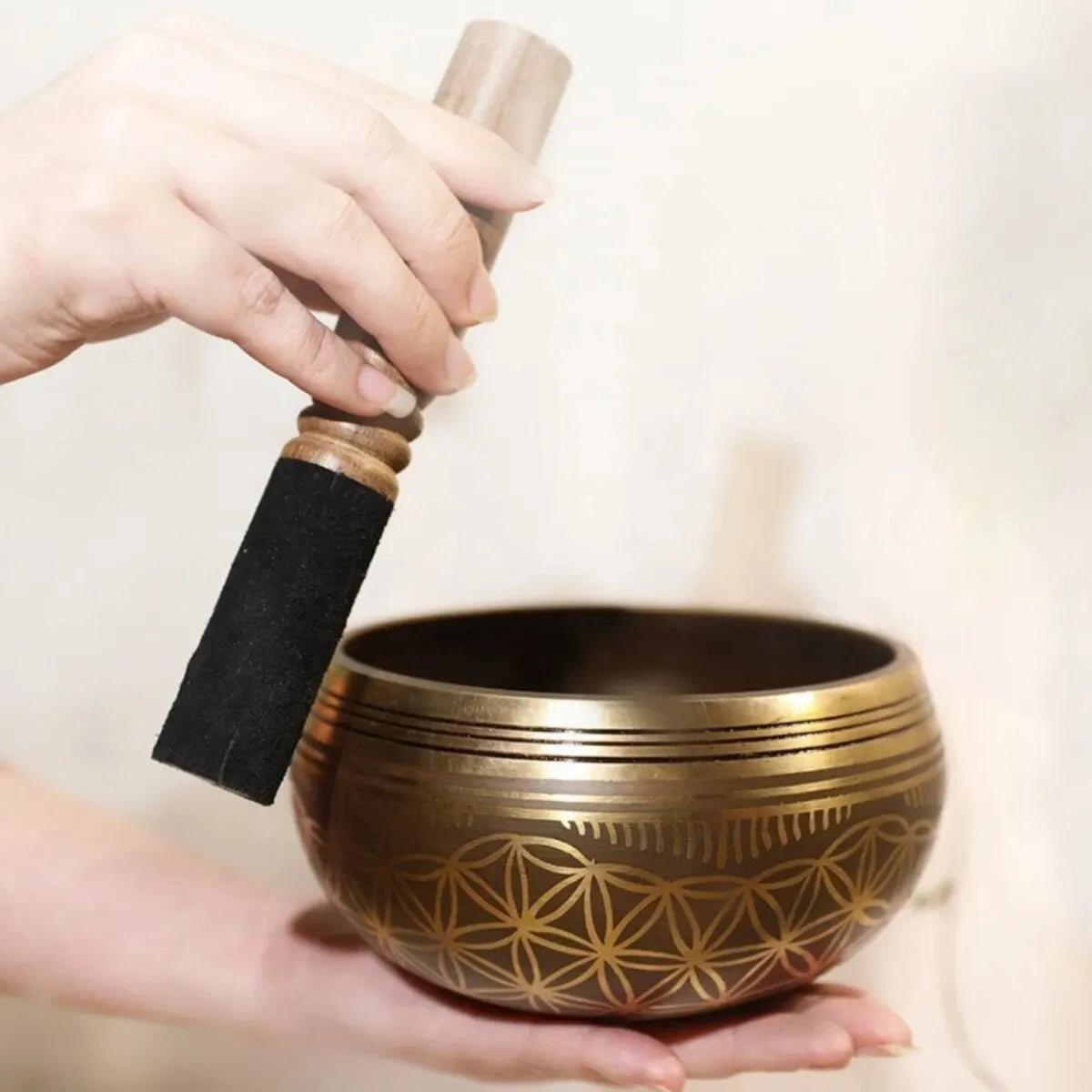 Miwayer Tibetan Singing Bowl Set - Flower of Life Design, Perfect for Meditation, Yoga, Stress Relief & Mindfulness