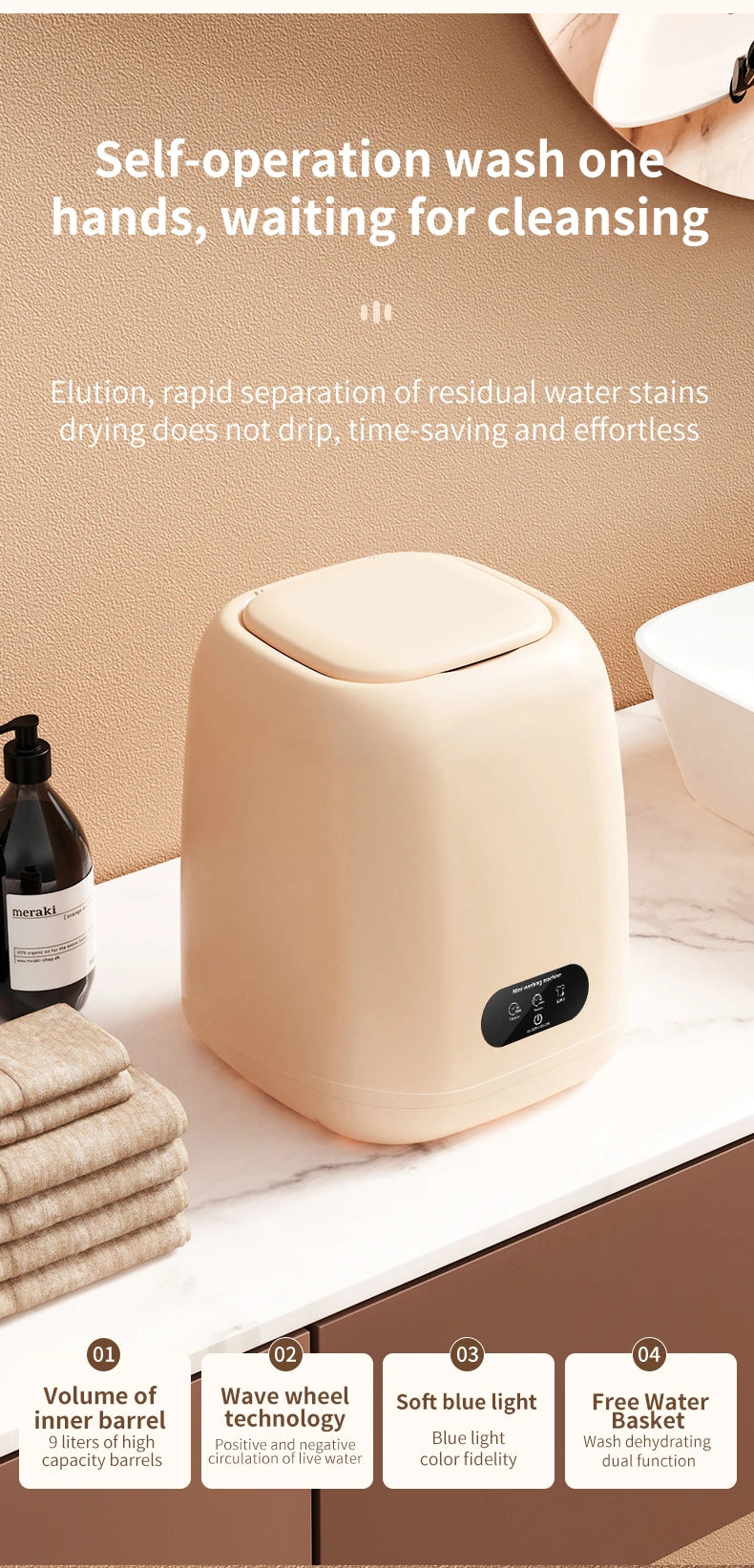 Small Fully Automatic Washing Machine – Mini Washer with Spin Dryer for Underwear & Children's Clothes, 220V