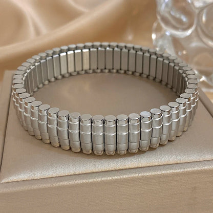 Greatera Five-Layer 10mm Beaded Bracelet – Two-Tone Stainless Steel Watch Chain Bangle Jewelry for Men & Women