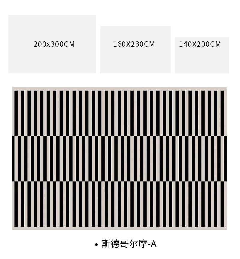 Light Luxury Black & White Plaid Rug — Fluffy Soft Carpet for Bedroom, Living Room, Study, and Home Decor