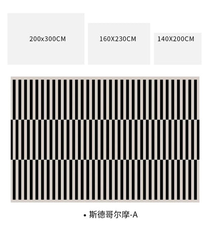 Light Luxury Black & White Plaid Rug — Fluffy Soft Carpet for Bedroom, Living Room, Study, and Home Decor
