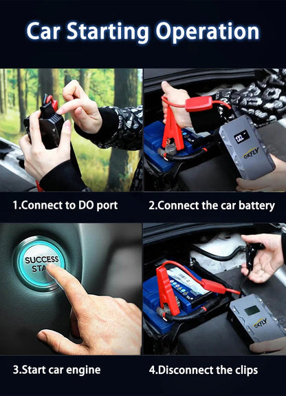 GKFLY 12V Car Jump Starter 18000mAh – 3000A Power Bank & Battery Booster for Petrol & Diesel Cars