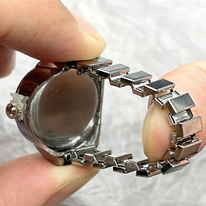 Kiss Jewelry Digital Quartz Finger Watch Ring – Mini Elastic Punk Style Clock Ring for Women, Men & Couple Teens Accessory