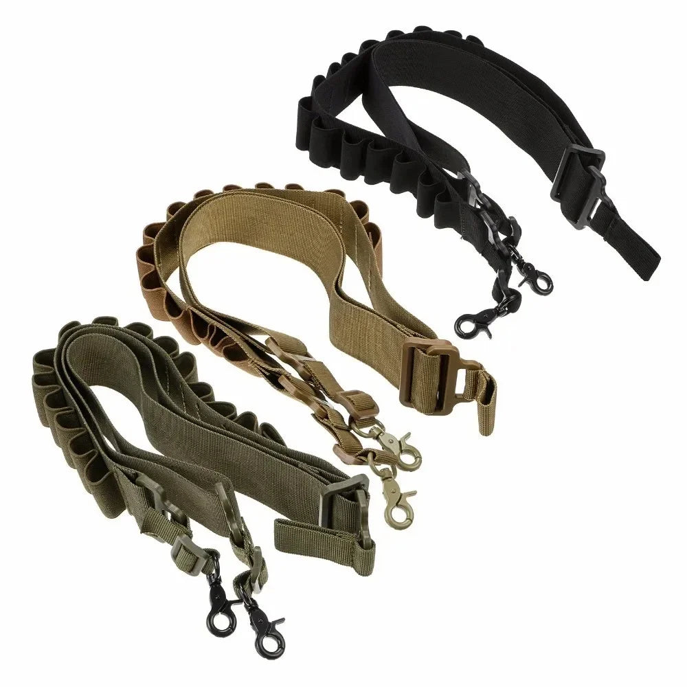 15-Round 12 Gauge Ammo Shell Belt with 2-Point Sling – Rifle Shotgun Shoulder Holster Hunting Accessory