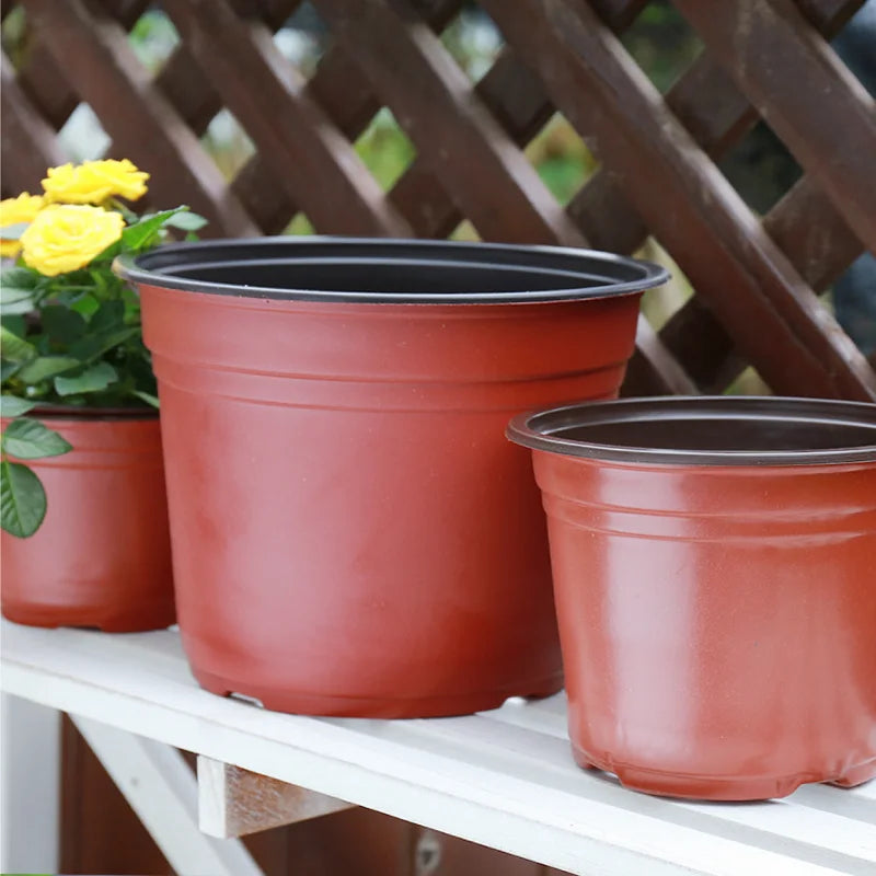 Plastic Flower Pot Grow Box with Fall-Resistant Tray – Nursery & Transplant Pots for Home Garden Plants