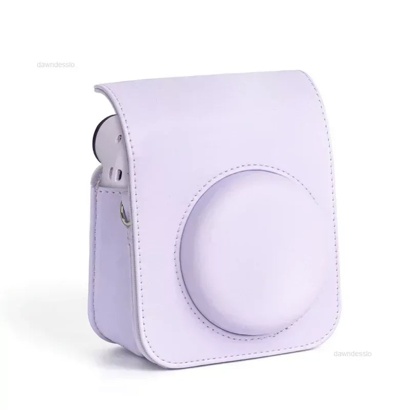 Instax Mini 12 Camera Case - PU Leather Soft Protective Travel Bag with Shoulder Strap for Fujifilm Film Cameras