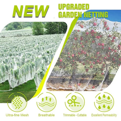 Garden Insect Protection Net - 60 Mesh Plant Vegetables & Fruit Cover for Greenhouse, Flowers - Pest Control & Anti-Bird Netting