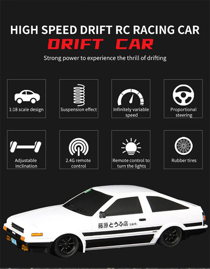 1:18 Skymaker AE86 & RX-7 FC RC Drift Cars with 2.4G Remote, ESP Gyroscope & LED Lights – Mini Racing Toy Cars