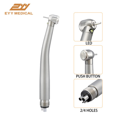 EYY Dental LED High-Speed Handpiece — Ceramic Bearing E-Generator, 2/4 Hole Stainless Steel Dental Tool
