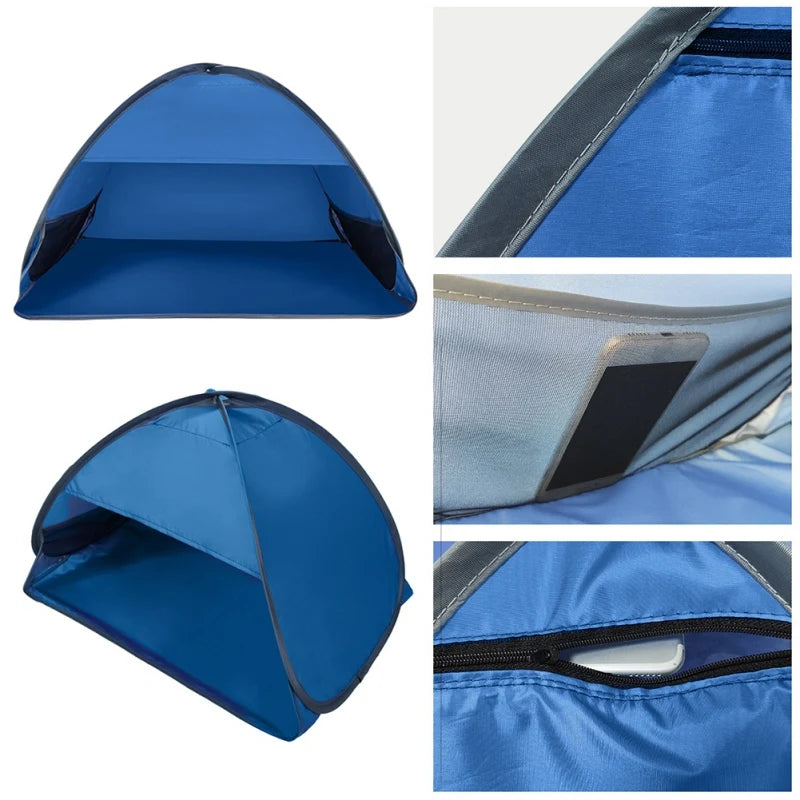 Beach Headrest Sunshade Tent – UV-Protecting Sunshelter, Automatic Open, Portable Outdoor Sunshade for Adults & Kids Camping