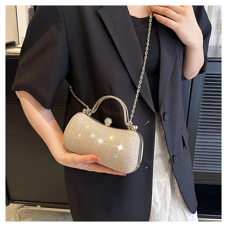 Women’s Chain Evening Shoulder Bag – Vintage Crossbody Handbag Dinner Party Underarm Satchel