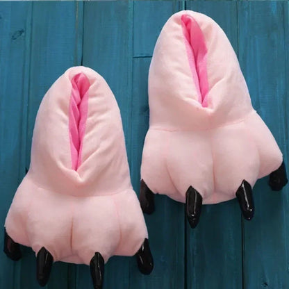 2023 Winter Warm Indoor Slippers - Soft Plush Paw Shoes for Women, Men & Children | Funny Animal Christmas Dinosaur Claw
