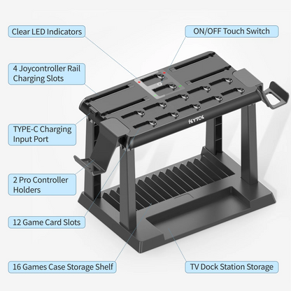 OIVO Switch Joy-Con Charger and Pro Controller Holder - Game Storage Tower for Nintendo Switch OLED, Charging Dock Station