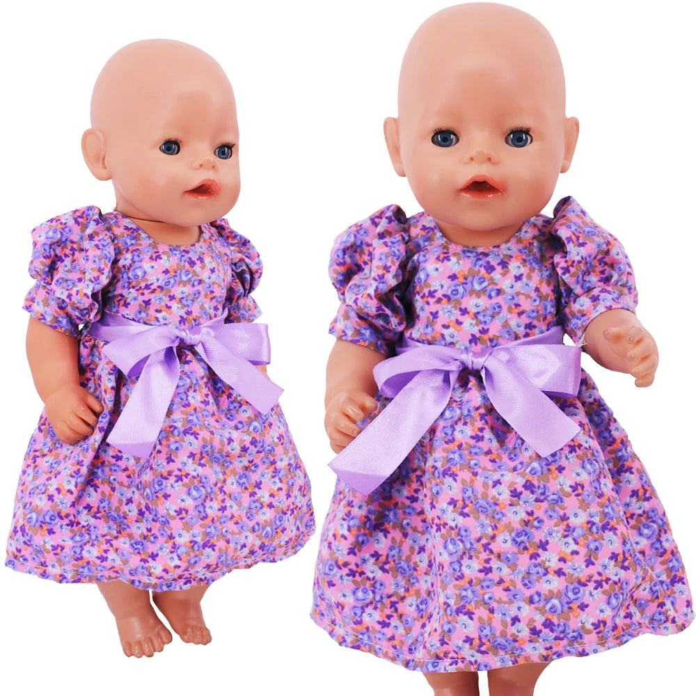 18-Inch Doll Nightdress Outfit — Purple Series Clothes for American & 43CM Baby Dolls, Our Generation Doll Gift