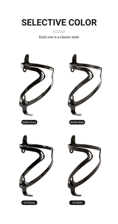 MANA 12g Marble-Pattern Carbon Fiber Bicycle Bottle Cage — Ultra-Light Full Carbon with Aluminum Alloy Screws for Road/MTB/Gravel