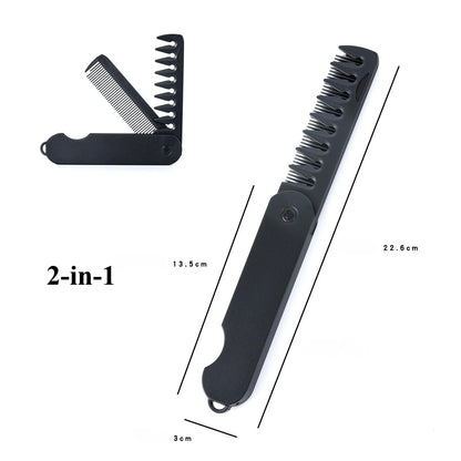 Multifunctional Folding Pocket Comb - Plastic Wide Tooth Beard & Hair Styling Comb for Barber, Salon & Grooming Use