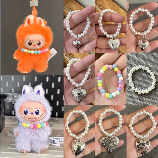 Labubu 4.0 Monsters Pin — Pearl Love Necklace Pendant for Mini Labubu Doll Accessories