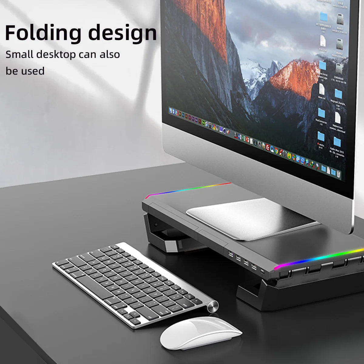 Hot Sell Aluminum PC Monitor Stand with 4 USB Ports & Keyboard Storage – Laptop Stand with USB 3.0 Fast Charging