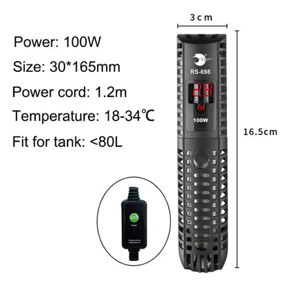 Aquarium Submersible Heater - Water Heating Rod with Temperature Control for Fish Tanks, 220-240V, 50-500W