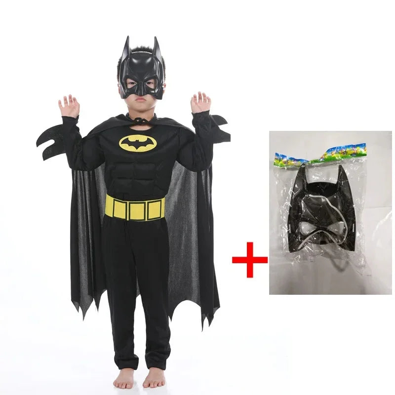 Kids Bat Superhero Costume - Black Halloween Cosplay Outfit for Boys, Masquerade & Comic Party Dress-Up