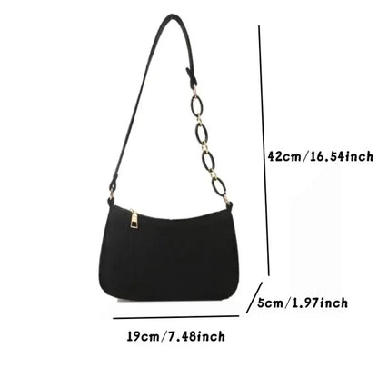 Luxury Lady Felt Armpit Design Tote – Fashionable Small Square Handbag for Women – Chic Crescent Style