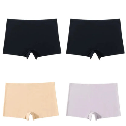 BZEL 4PCS Women's Seamless Panties – Breathable Silk Satin Boyshorts, Comfortable Sports Lingerie Underwear