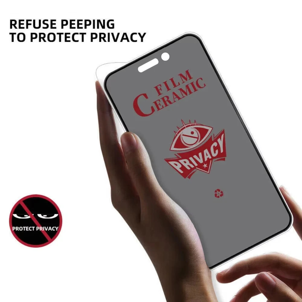 2PCS Privacy Ceramic Screen Protector for iPhone – Anti-Spy Tempered Film for iPhone 17/16/15/14/13/12/11 Pro Max, XR, XS, SE & More