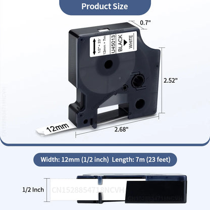 D1 Label Tape Replacement - 6/9/12/18/24mm Compatible Labels for Dymo LabelManager Printers & Label Makers