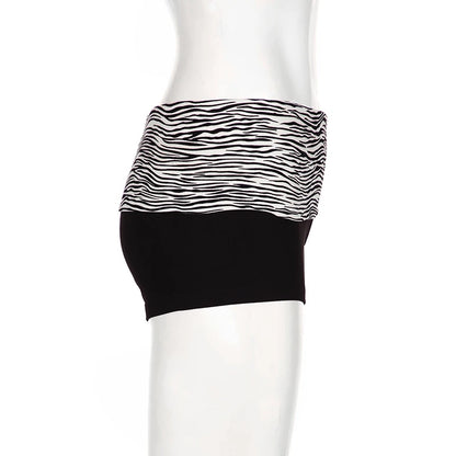 Y2K Zebra Print Mini Shorts - Low Waist Stretch Harajuku Casual Summer Bottoms