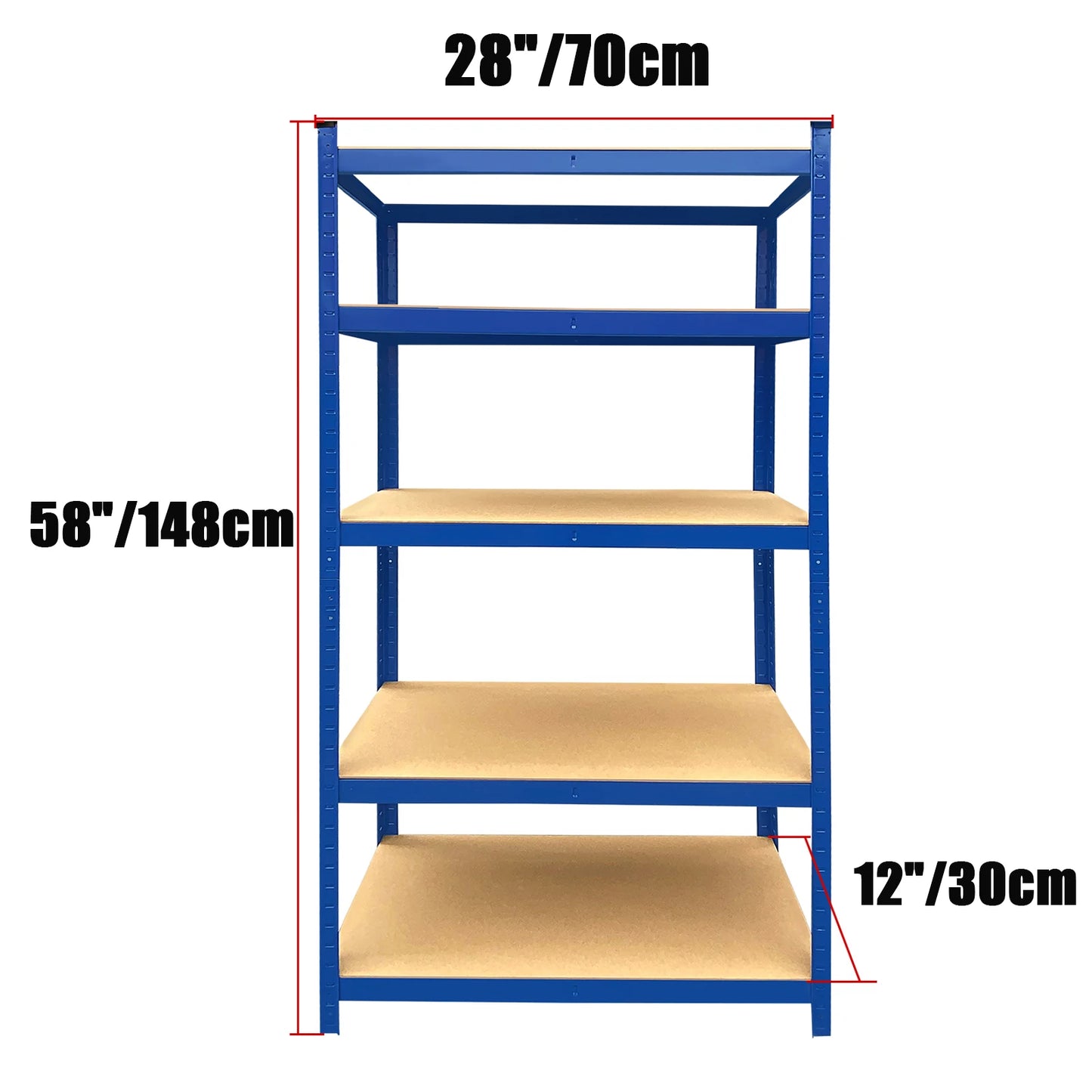 150-200CM Heavy Duty Garage Storage Shelves – 1929LBS Load, Adjustable 4/5 Tier Metal Racking for Home & Warehouse