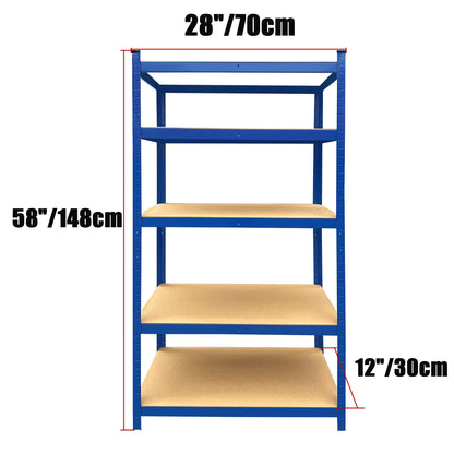 150-200CM Heavy Duty Garage Storage Shelves – 1929LBS Load, Adjustable 4/5 Tier Metal Racking for Home & Warehouse