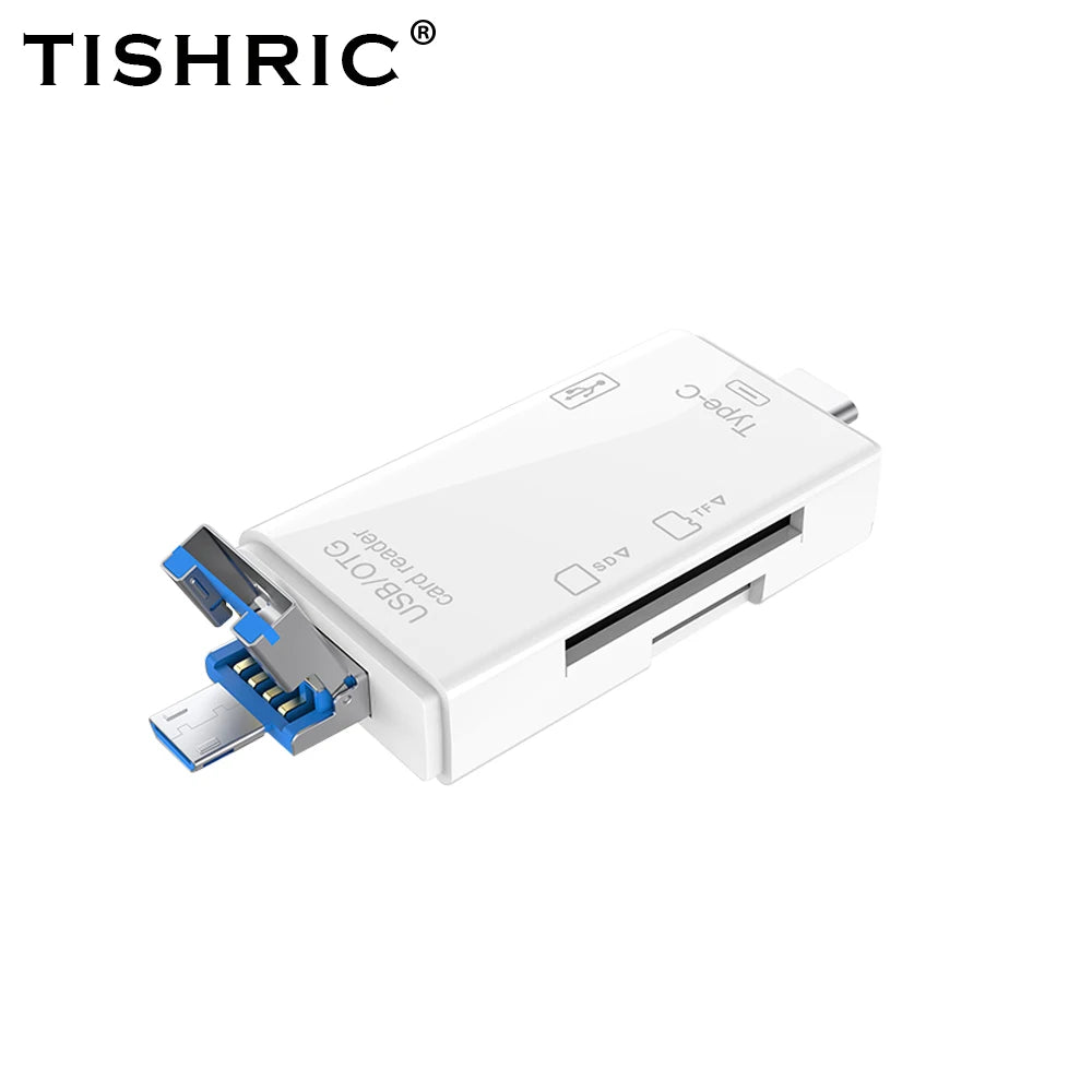 TISHRIC Type-C Memory Card Reader Adapter – SD/TF Card Reader with USB & Micro USB for MacBook, Samsung, Huawei & Xiaomi