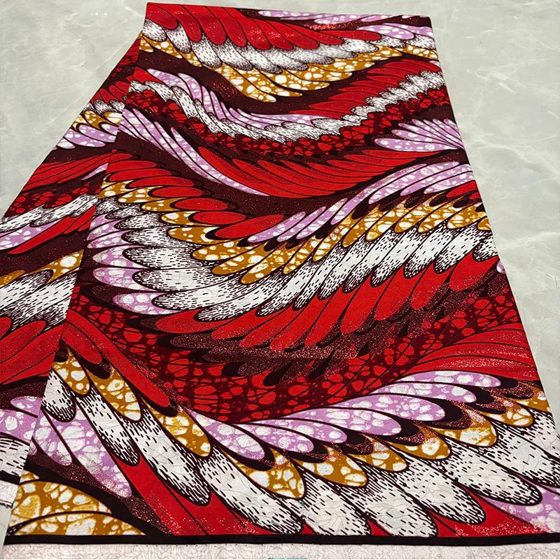 Soft Glitter Golden Wax Fabric - 100% Cotton Ankara Flash Gold Print Batik African Fabric for Nigerian Fashion Sewing & Crafting