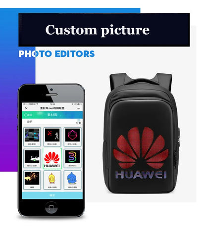 LED Display Laptop Backpack — 15.6” Smart Business & School Travel Bag for Men & Women