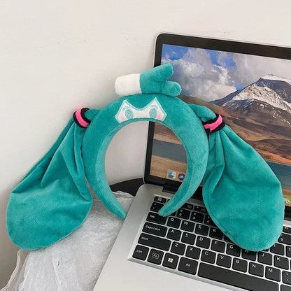 Hatsune Miku Cute Plush Hairband — Soft Headband for Spa, Yoga, Face Washing & Girls Gift