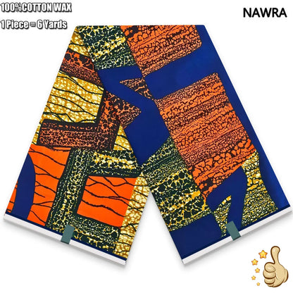 100% Cotton African Real Wax Fabric - Ankara Batik Pagne Sewing Material for Women's Dresses
