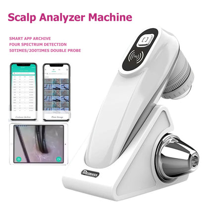 WiFi Scalp & Skin Analyzer Microscope – 50X–200X Hair Follicle Detection UV Magnifier with App Support Professional Facial Skin Tester