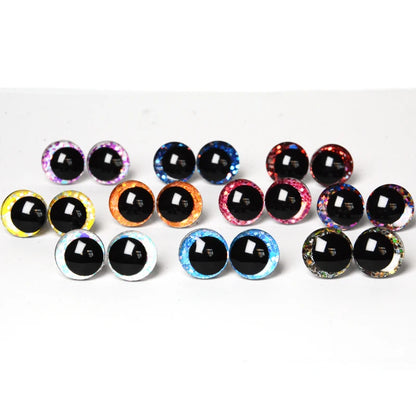20pcs 3D Cartoon Glitter Doll Safety Eyes – Strange Eyes with Hard Washer, 16mm-30mm for Toys