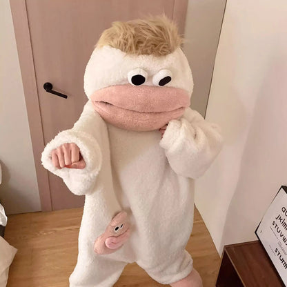 Big Mouth Monster Onesie Pajamas - Thick Coral Fleece Couple Cartoon Homewear