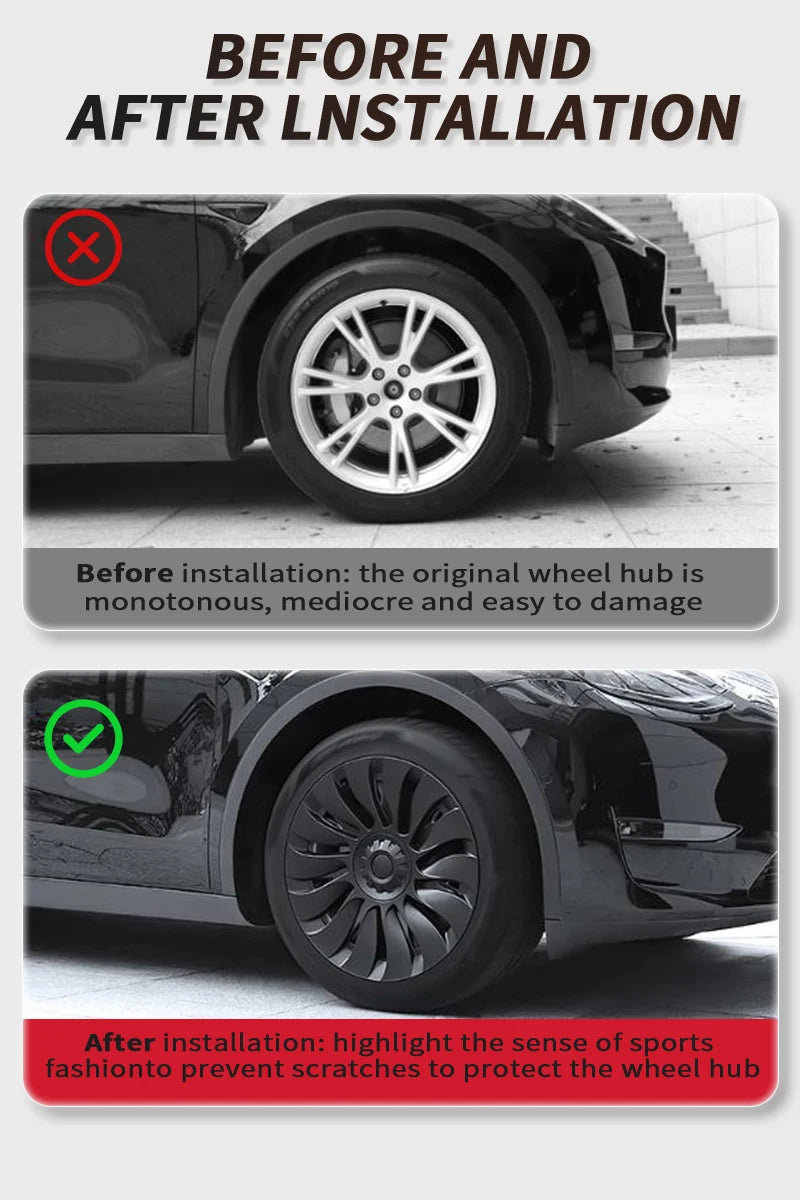 4PCS HubCap Performance Rim Covers – Replacement Wheel Caps for Tesla Model Y 19-Inch (2018-2024)