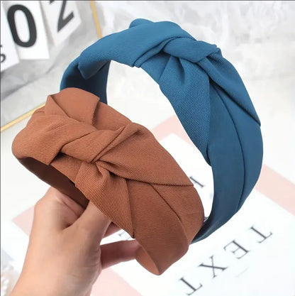 New Fashion Knotted Headbands for Women – Solid Color Cloth Hair Bands, Wide Soft Hair Hoop, Hair Accessories for Girls