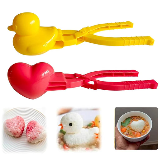 Duck Rice Mold Snowball Maker – Cute Animal Rice Ball Shaper with Handle for Kids & Winter Fun