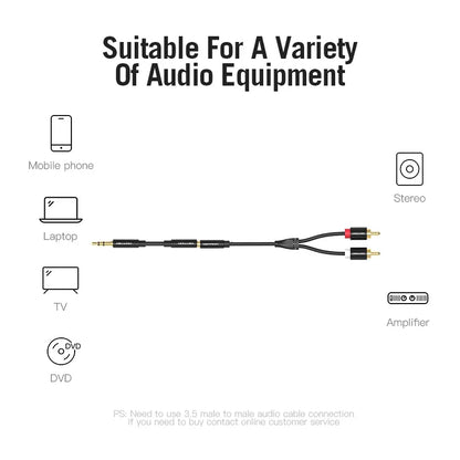 Vention 3.5mm to 2 RCA Audio Cable – Female to Male AUX Splitter Jack Cord for TV, Amplifier & Home Theater Stereo Connection