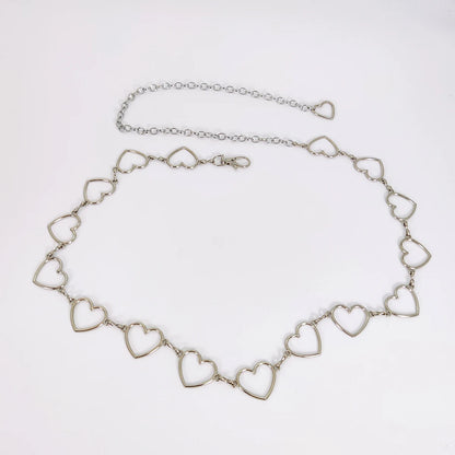 Women's Luxury Heart-Shaped Metal Waist Chain Belt – Y2K Goth Punk Accessory for Jeans & Dresses