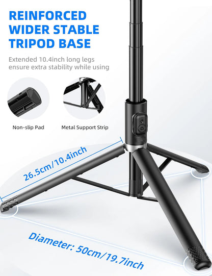 Selfieshow Wireless Selfie Stick – 72 Inch Portable Aluminum Alloy Tripod with Bluetooth Remote for iOS & Android Phones