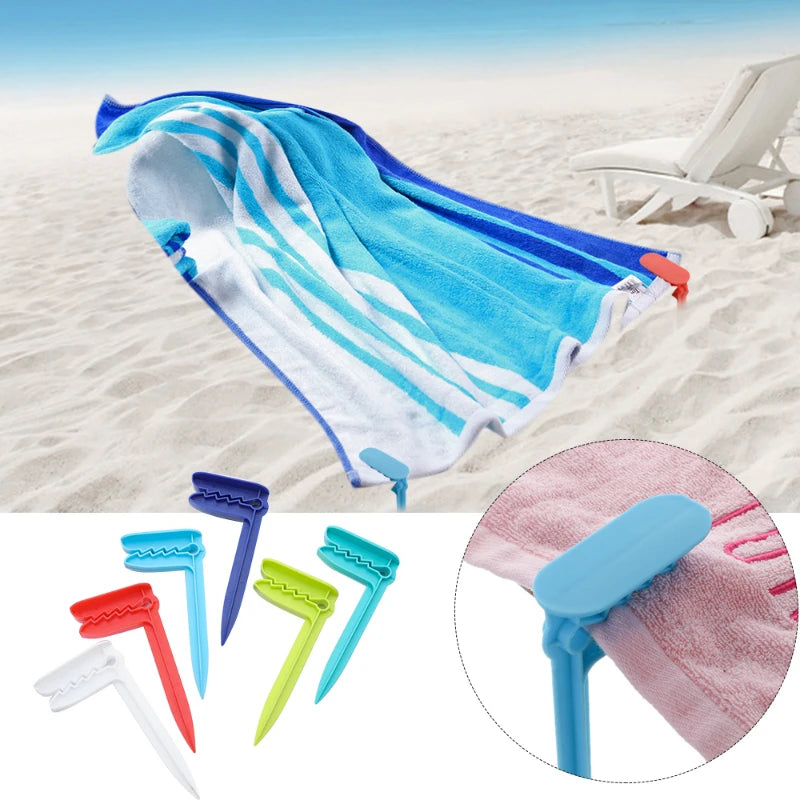 4PCS Beach Towel Clips - Outdoor Decorative Clothespins for Camping Mat, Sheet Holder, and Tent - Secure Towels and Clothes with Towel Clamp