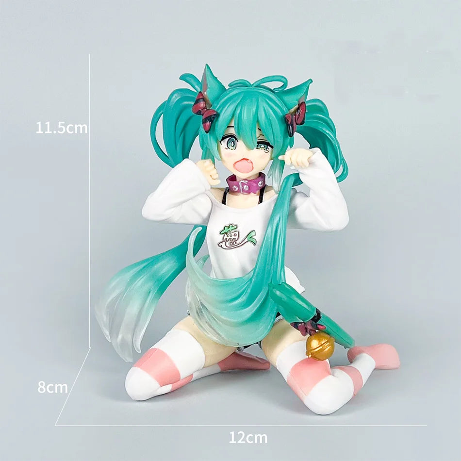 11cm Hatsune Miku Desktop Action Figure – Cute Neko T-Shirt Anime Figurine, Kawaii Girl Model Toy Gift