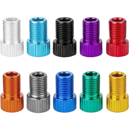 10-Color Aluminum Bicycle Valve Adapter – PRESTA to SCHRADER Converter for Bikes & Cars